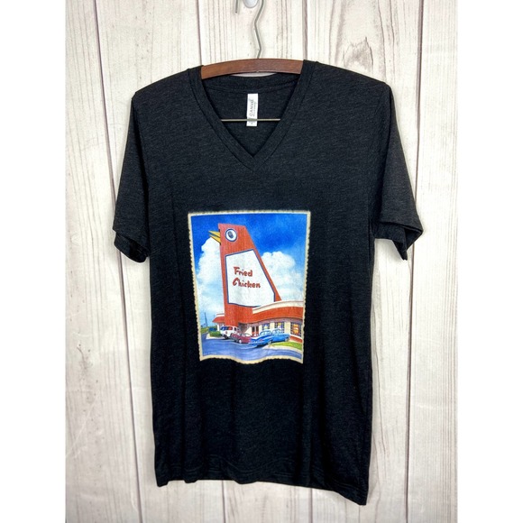 Bella Canvas Black/Gray Fried Chicken (KFC) V-neck T-Shirt (Mark E. Tisdale) - Picture 1 of 8